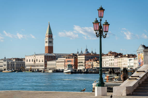 Campanile and Doge palace in Venice (Italy) on a sunny day in winter