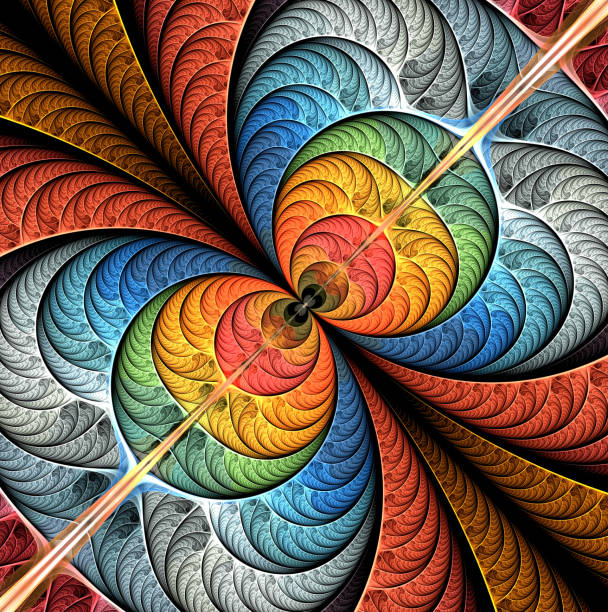 istock bright multi-color abstract fractal background of circles and geometric elements. Beautiful abstract fractal to highlight individual groups of objects. 1206666443