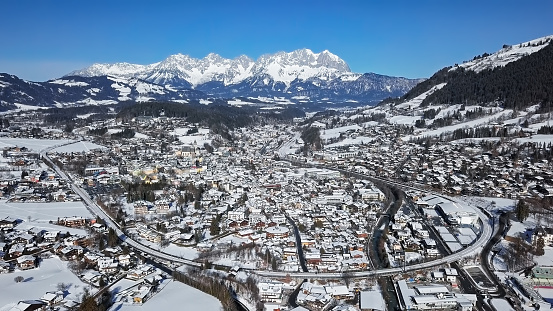 Kitzbuhel ski resort aerial view