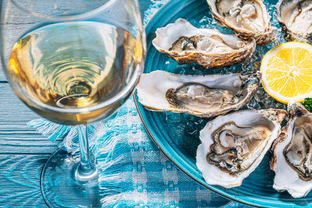 Fresh oysters stock photo