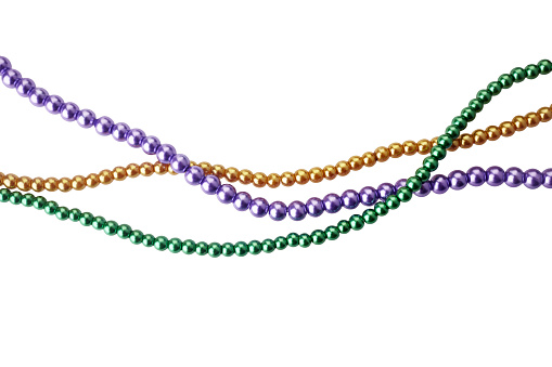 mardi gras beads for decoration isolated ob white background