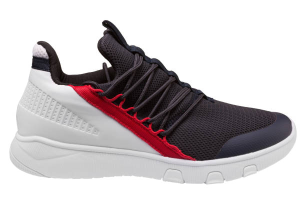 istock black and white casual sneaker with a red stripe, on a white background 1206675270