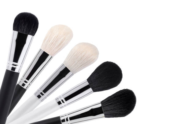 istock Set of makeup brushes isolated on white background. Closeup 1206676633