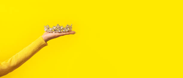 istock Shining diadem on female hand 1206685267