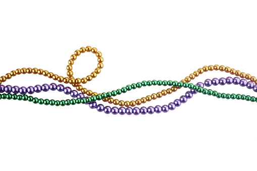 mardi gras beads for decoration isolated ob white background