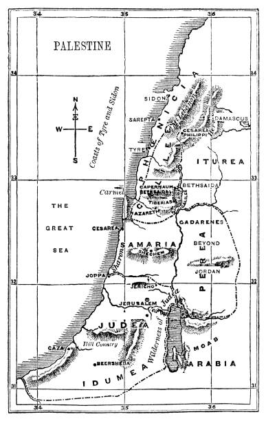 ilustrações, clipart, desenhos animados e ícones de mapa da palestina histórica - gravura vitoriana - historical palestine