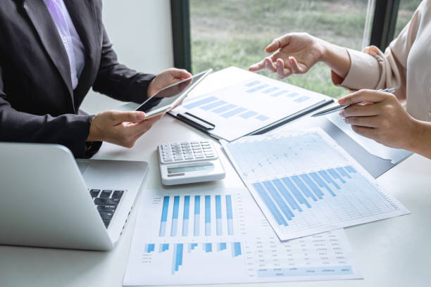 istock Professional Business woman partner discussing ideas plan and presentation new project at meeting collaboration, working and analyzing in workspace office, financial and investment concept 1206687957