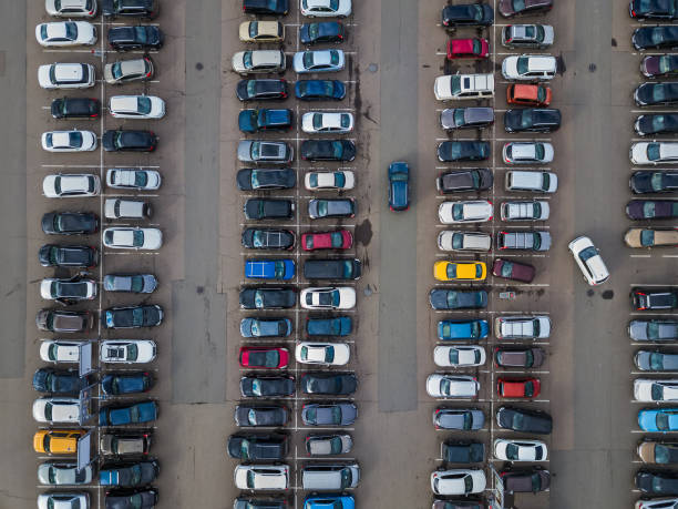 istock Car parking - aerial view 1206689083