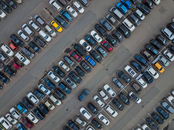 istock Car parking - aerial view 1206689142