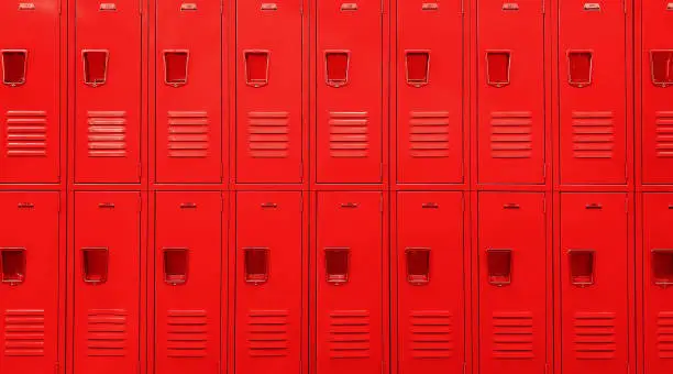 Photo of Red Metal Traditional School Lockers