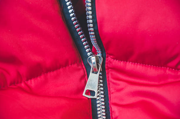 istock Metallic zipper on a red women's jacket 1206695580