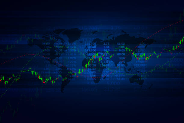 istock Stock market graph or forex trading chart for business and financial concepts, reports and investment on dark background . Vector illustration 1206697892