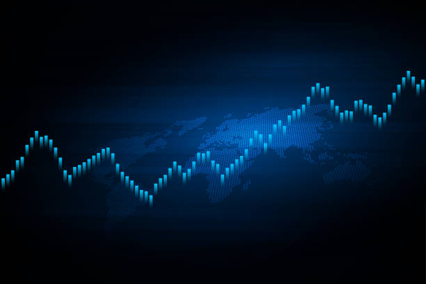 istock Stock market graph or forex trading chart for business and financial concepts, reports and investment on dark background . Vector illustration 1206697899