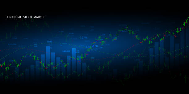 istock Stock market graph or forex trading chart for business and financial concepts, reports and investment on dark background . Vector illustration 1206697902