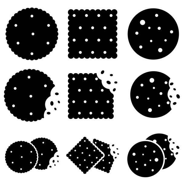 ilustrações, clipart, desenhos animados e ícones de ícone do conjunto de biscoitos, logotipo isolado em fundo branco - cookie sugar oatmeal isolated