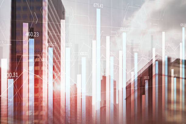 istock Stock Charts on Hon Kong Background. Mixed Media. 1206704296