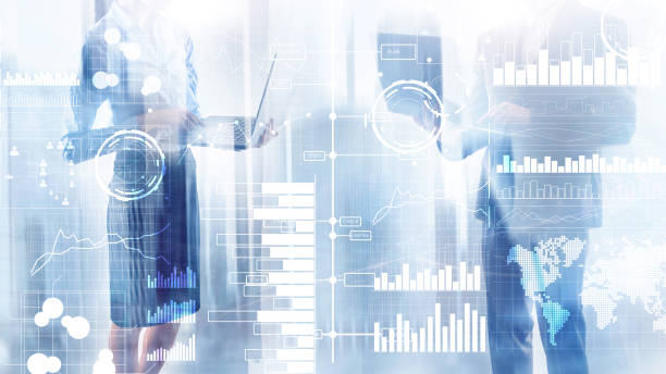 istock Business intelligence. Diagram, Graph, Stock Trading, Investment dashboard, transparent blurred background 1206704306