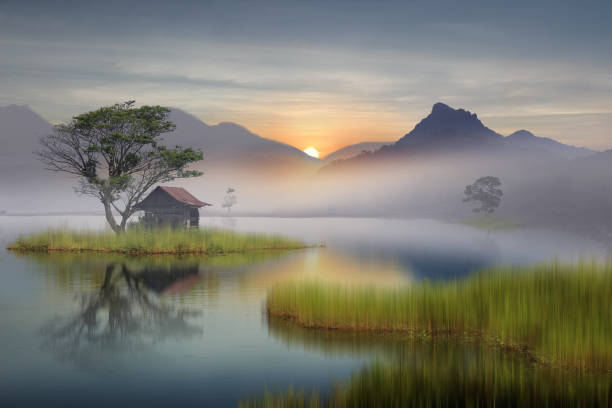 istock Silent morning on the dream lake 1206713081