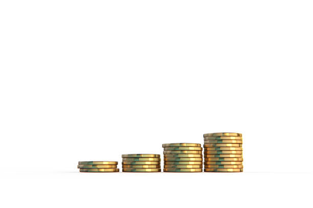 istock Stacked Coins on white background stock photo 1206715031