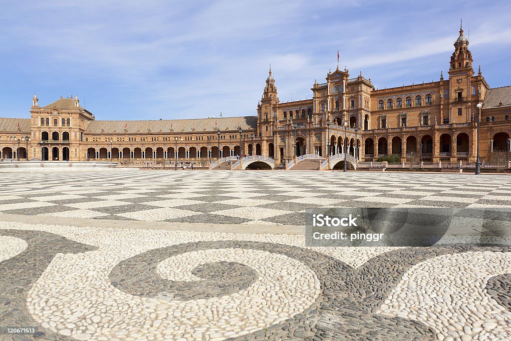 Plaza de España en Sevilla - Foto de stock de Acera libre de derechos