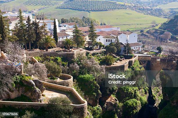 White Spanish Buildings On The Cliffs At Ronda Spain Stock Photo - Download Image Now