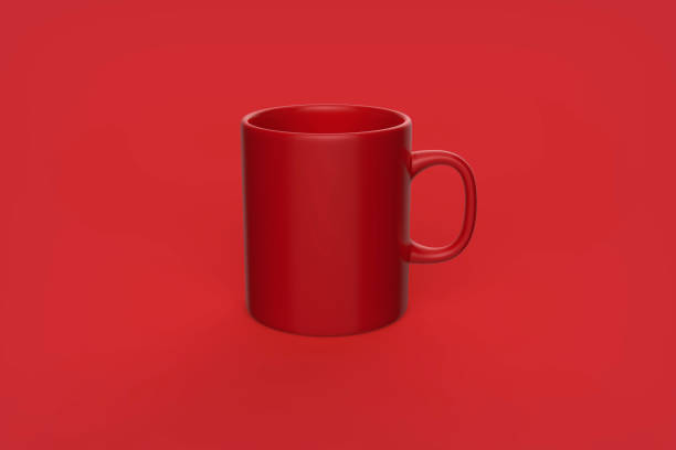 istock red ceramic mug on red background mock-up template stock photo 1206718688