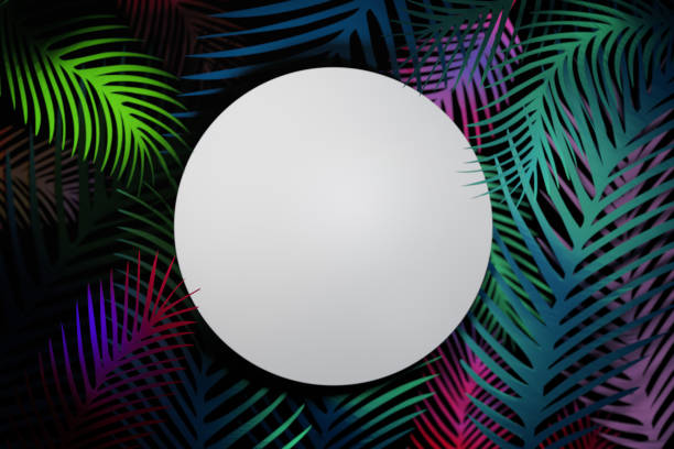istock Round white template with colorful leaves 1206720513