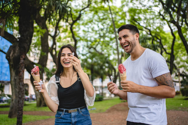 istock Boyfriend and girlfriend on a fun summer date 1206721702