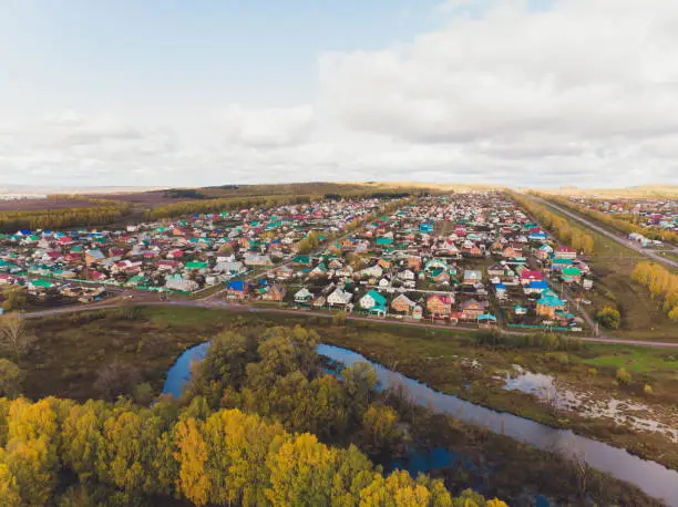 Photo of Chishmy city in the Republic of Bashkortostan. View from a small town.