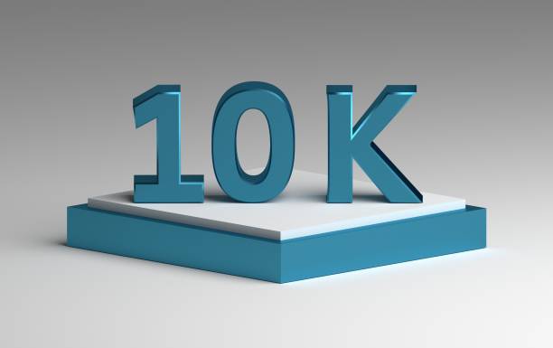 istock Blue shiny number 10K on pedestal 1206721908