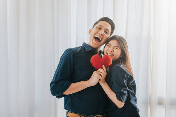 Happy Asian couple in love