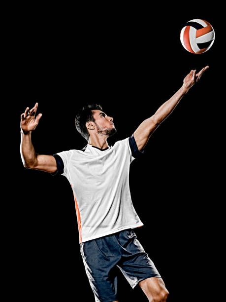 istock caucasian young volley ball player manisolated black background 1206727883