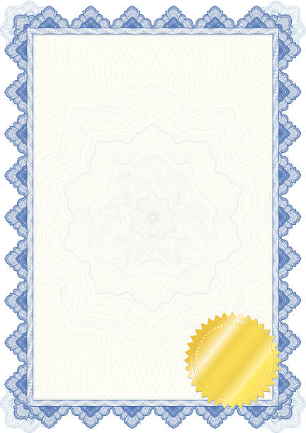 클래식 길로쉐 국경 대한 과정 졸업증 또는 자격증 및 씰 - guilloche elegance seal stamper decoration stock illustrations