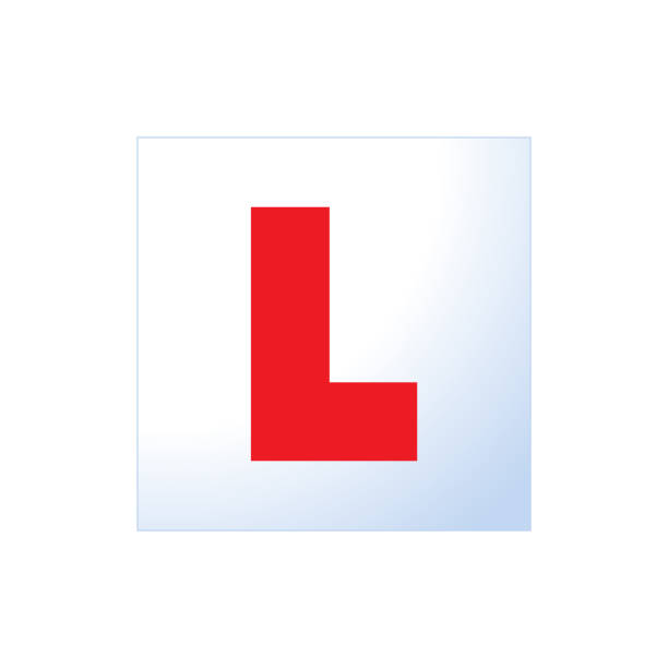 istock Letter L learner driver plate icon. cartoon flat style trend modern driving school logotype graphic art design element. concept of badge for vehicle control education or exam or learning for chauffeur 1206732888