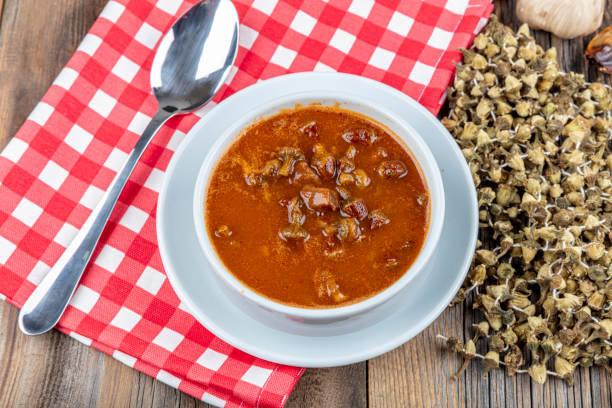 plats turcs traditionnels, soupe okra - style konya; soupe d’okra maison (gumbo) avec pain. - sauces sweet sauce cooking traditional culture photos et images de collection