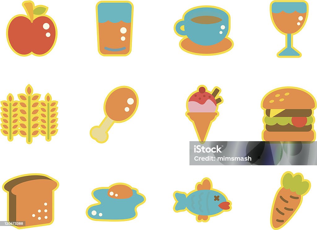 Ładny zestaw ikon żywności - Grafika wektorowa royalty-free (Bez ludzi)