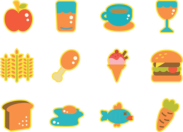 Cute Icon Set - Food vector art illustration