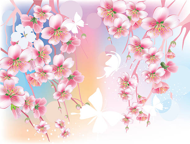 Flowers against the sky vector art illustration