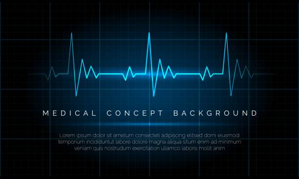 Emergency ekg monitoring Emergency ekg monitoring. Electric heartbeat oscilloscope monitor signal blue vector illustration, cardiac patient life heart rate concept electrocardiography stock illustrations