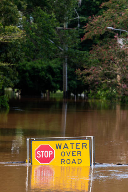 istock Flood Sign Under Water in the Lismore CBD 1206742083