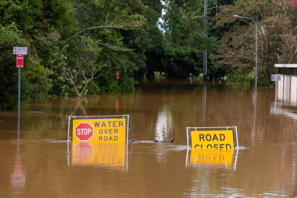 Flood Sign Under Water in the Lismore CBD