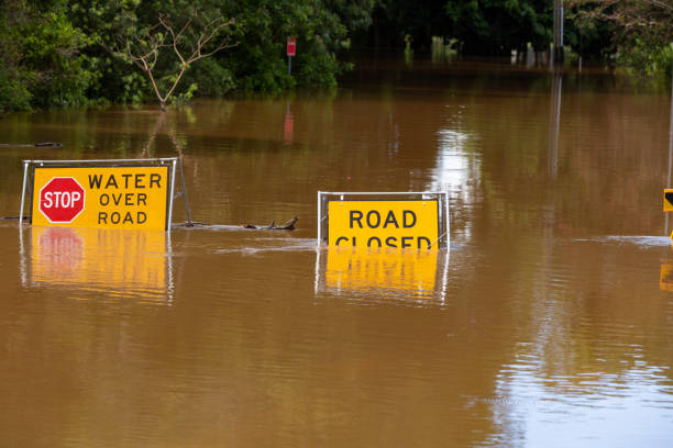 Flood water at an extremely high level in a suburb of Brisbane, Australia.  Please see my other Brisbane Flood Photos...