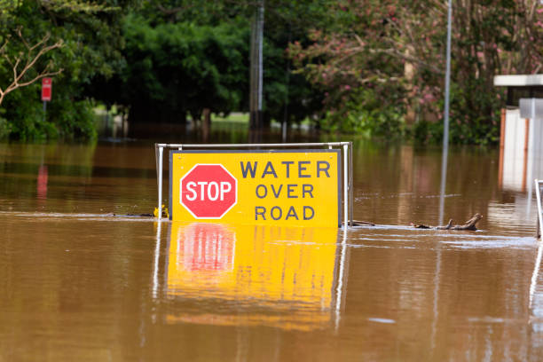 istock Flood Sign Under Water in the Lismore CBD 1206743021