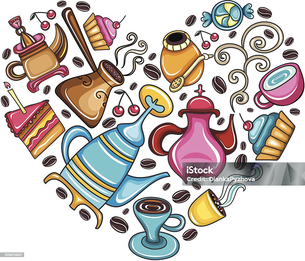 Я люблю кофе - Векторная графика Бессмысленный рисунок роялти-фри
