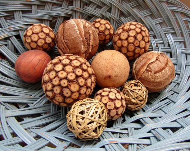 istock Set of assorted decorative balls made from natural materials 1206746666