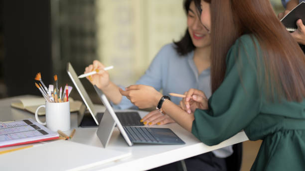 istock Side view of young professional designer team brainstorming on their project 1206748693