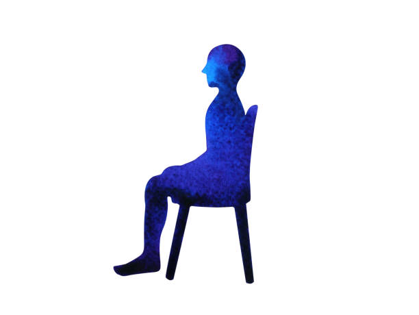 человек, сидящий на стуле стороне позе, абстрактное тело акварелью картина ручной рисунок иллюстрации дизайн - brain healthcare and medicine contemplation power stock illustrations