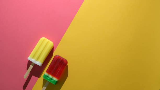 istock Colourful summer concept with water melon and lemon flavor popsicles 1206748789