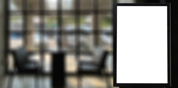 istock Mock up blank advertising billboard in cafe empty space for advertisement 1206751046