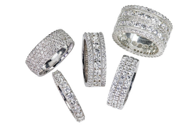 istock Group of Diamond wedding engagement RIngs 1206751836